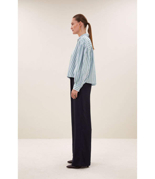 BY-BAR BB SARAH SHORT BLOUSE GREEN SEA STRIPE
