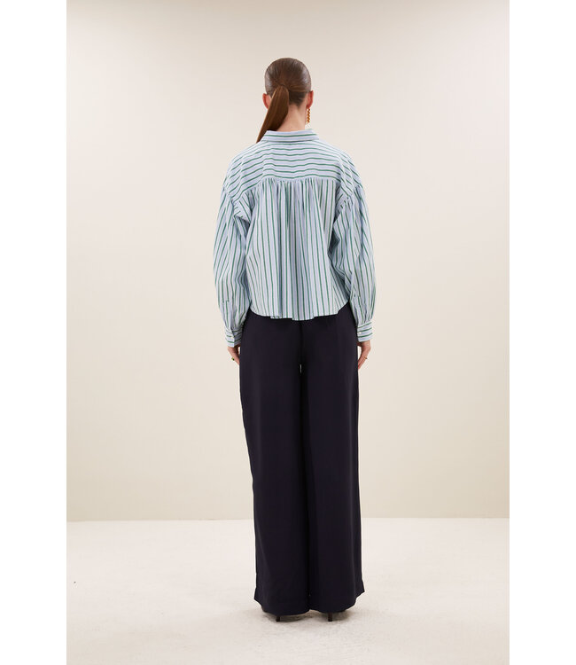BY-BAR BB SARAH SHORT BLOUSE GREEN SEA STRIPE