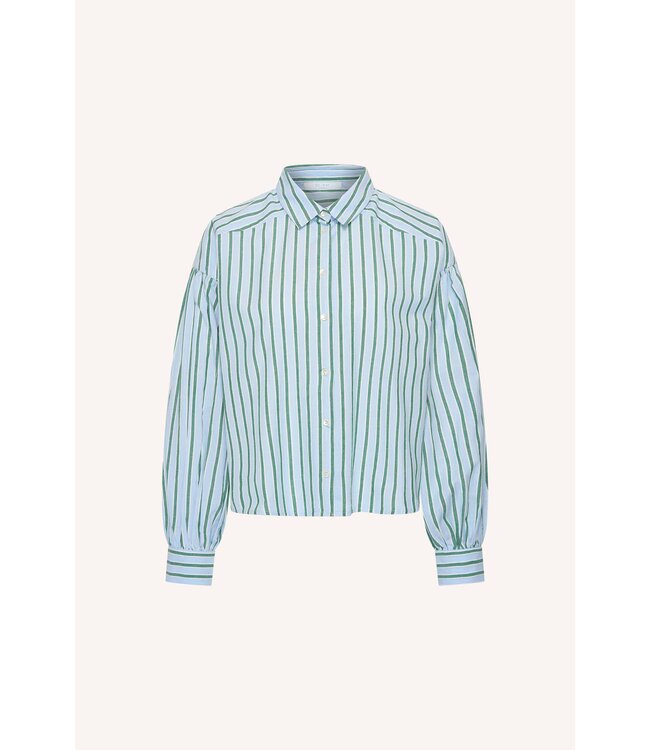 BY-BAR BB SARAH SHORT BLOUSE GREEN SEA STRIPE