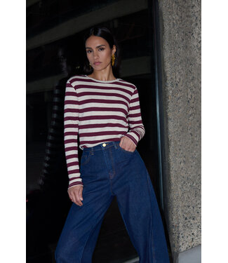 BY-BAR BB BASIC LS BIG STRIPE TSHIRT BURGUNDY CRUSH