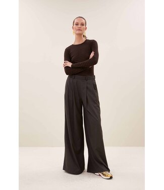 BY-BAR BB BASIC LS MELANGE STRIPE TSHIRT COFFEE BEAN