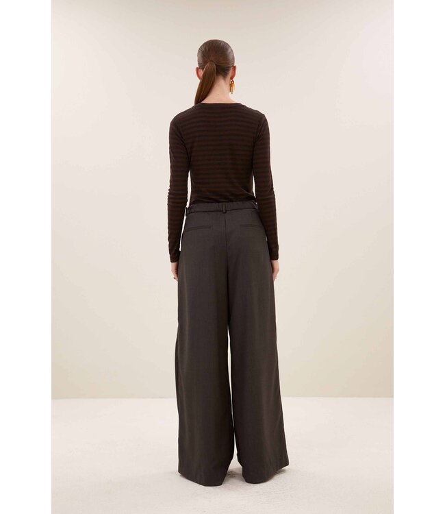 BY-BAR BB BASIC LS MELANGE STRIPE TSHIRT COFFEE BEAN