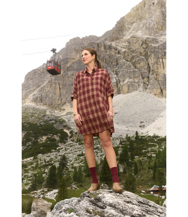 LES SOEURS LS ROGERS CHECK DRESS BORDEAUX