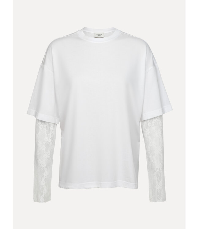 LES SOEURS LS LEONARDO TSHIRT LACE LS WIT