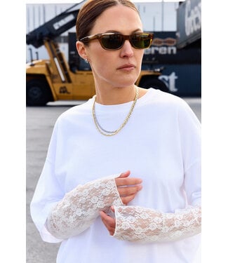 LES SOEURS LS LEONARDO TSHIRT LACE LS WIT
