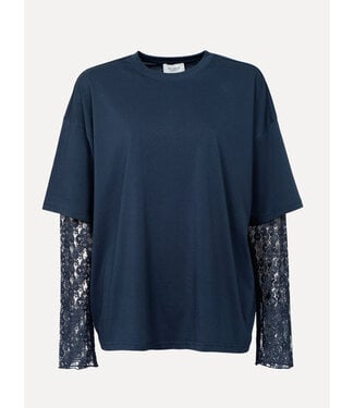LES SOEURS LS LEONARDO TSHIRT LACE LS NAVY