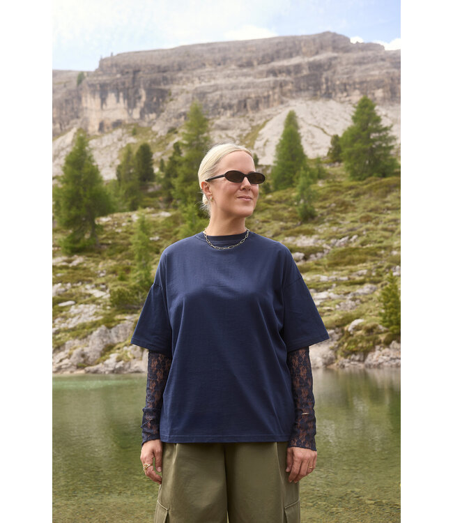 LES SOEURS LS LEONARDO TSHIRT LACE LS NAVY