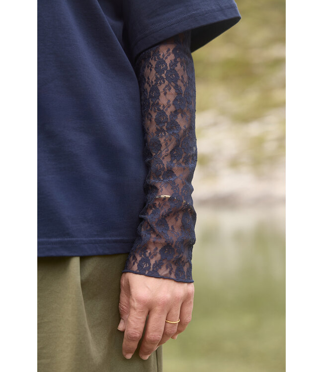 LES SOEURS LS LEONARDO TSHIRT LACE LS NAVY