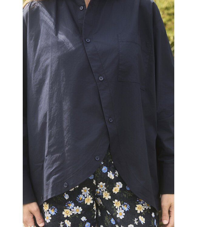 LES SOEURS LS CHARLES IRREGULAR FRONT SHIRT NAVY