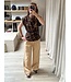 CO'COUTURE CC DAGNYCC CHECK PLEAT SL TOP BROWN