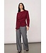 CO'COUTURE CC ORIANE LS PLEAT TIE TEE WINE RED