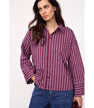 CO'COUTURE CC RENEE CHECK CUF SHIRT BERRY RED