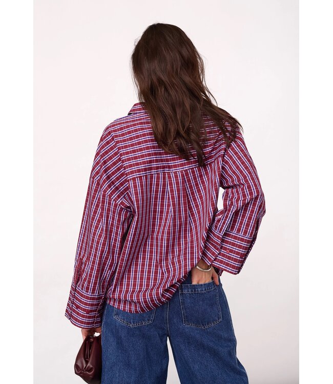 CO'COUTURE CC RENEE CHECK CUF SHIRT BERRY RED