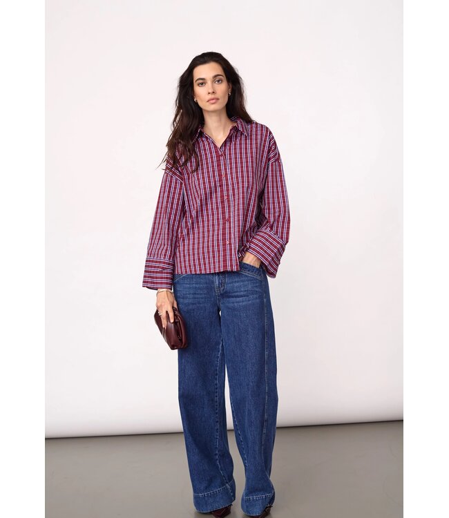 CO'COUTURE CC RENEE CHECK CUF SHIRT BERRY RED