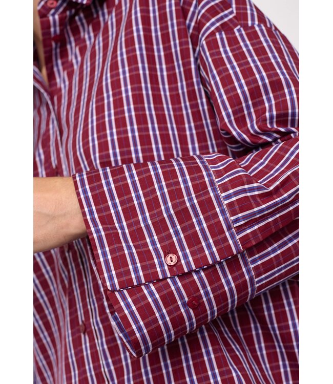 CO'COUTURE CC RENEE CHECK CUF SHIRT BERRY RED