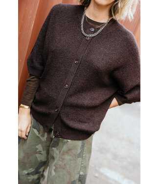 MbyM M-CARDI SS KNIT CARDIGAN JAVA MELANGE