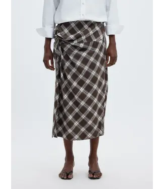 SELECTED FEMME SLWJAYLEN MEL MW TWIST DETAIL MIDI SKIRT CHECK DELICIOSO