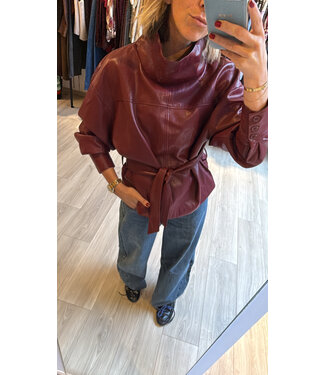 CO'COUTURE CC GITT FUNNEL NECK BLOUSE BERRY RED