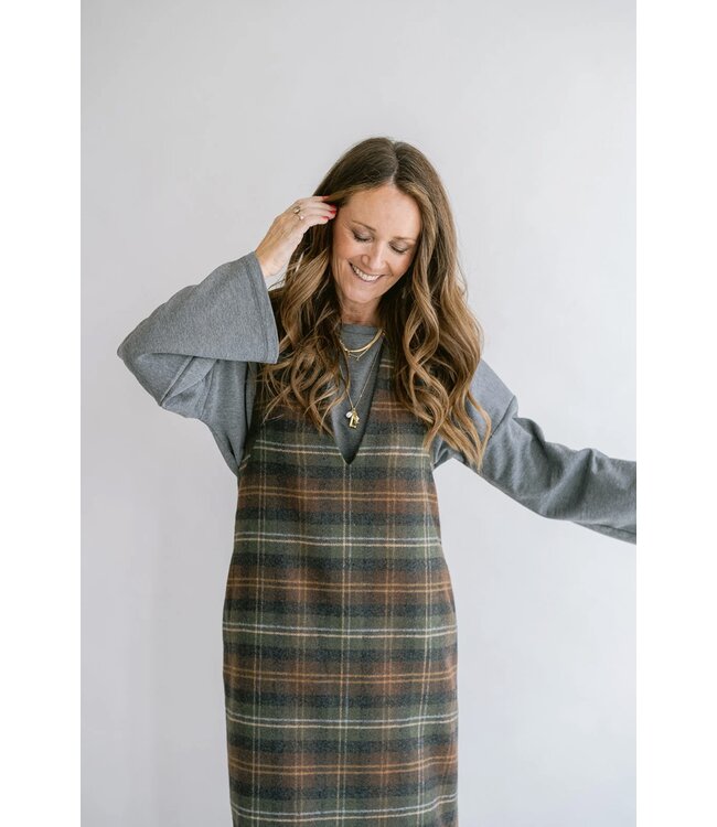 HELD HE IBO DRESS MOSS GREEN CHECK