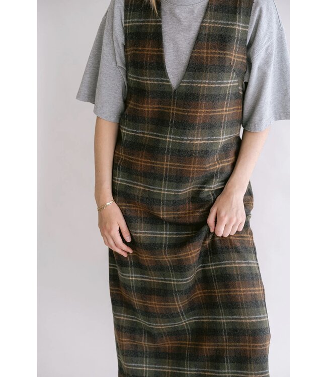 HELD HE IBO DRESS MOSS GREEN CHECK