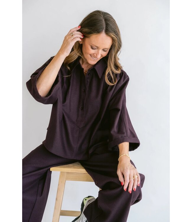 HELD HE NEW MAYA BLOUSE SOLID BORDEAUX