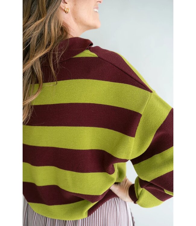 HELD HE LEONIE POLO STRIPE BORDEAUX MATCHA