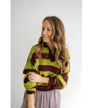 HELD HE LEONIE POLO STRIPE BORDEAUX MATCHA