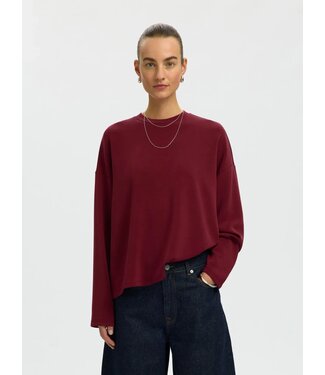 SELECTED FEMME SLWOVERSIZED LS TENNY TOP TAWNY PORT