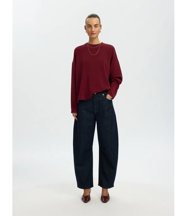 SELECTED FEMME SLWOVERSIZED LS TENNY TOP TAWNY PORT