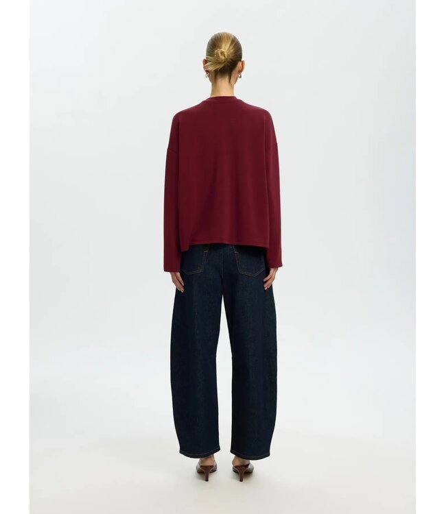 SELECTED FEMME SLWOVERSIZED LS TENNY TOP TAWNY PORT