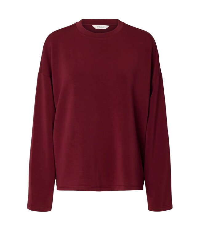 SELECTED FEMME SLWOVERSIZED LS TENNY TOP TAWNY PORT