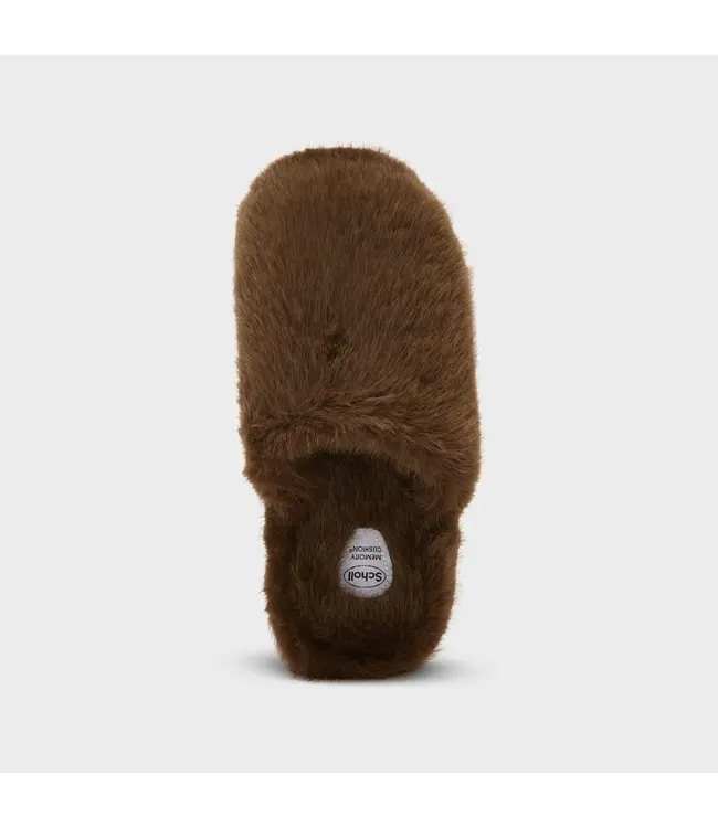 SCHOLL SC FLUFFY MULE SYNFUR DARK BROWN