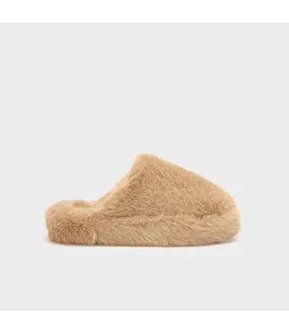 SCHOLL SC FLUFFY MULE SYNFUR DARK BEIGE