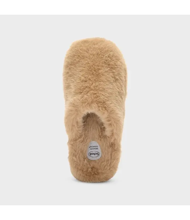 SCHOLL SC FLUFFY MULE SYNFUR DARK BEIGE
