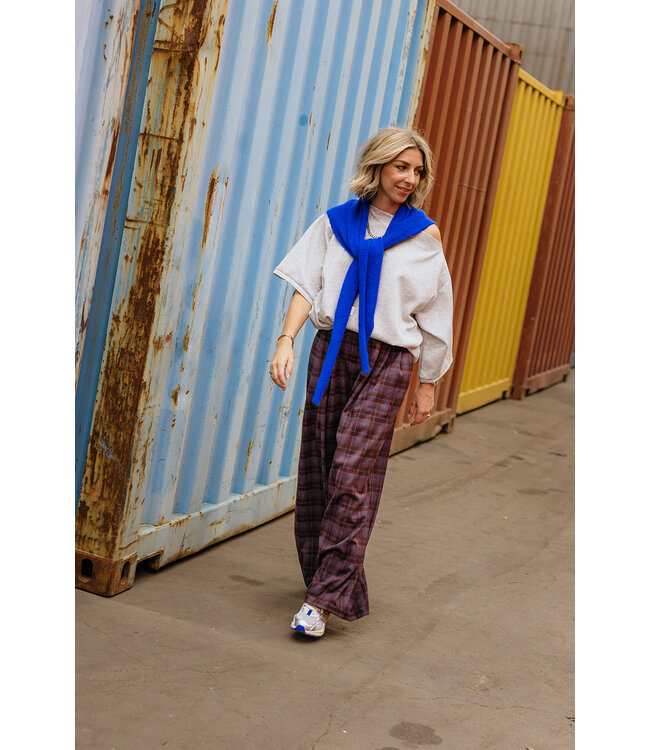JIJI JI MIGUEL PANT CHECK BORDEAUX/BLUE