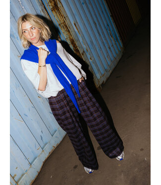 JIJI JI MIGUEL PANT CHECK BORDEAUX/BLUE