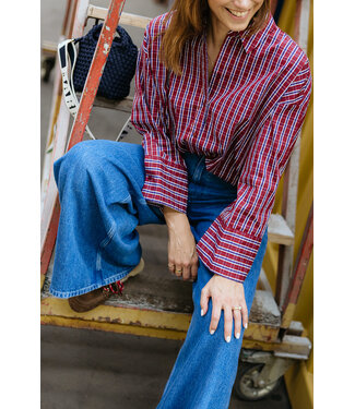 CO'COUTURE CC RENEE CHECK CUF SHIRT BERRY RED