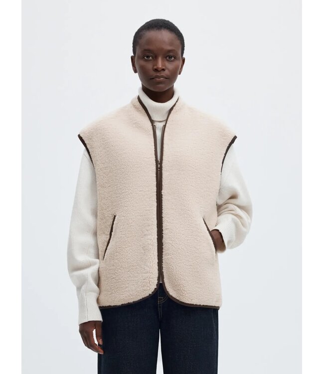 SELECTED FEMME SLWISABEL TEDDY WAISTCOAT SIVER BIRCH