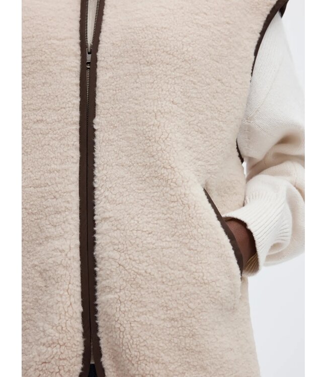 SELECTED FEMME SLWISABEL TEDDY WAISTCOAT SIVER BIRCH