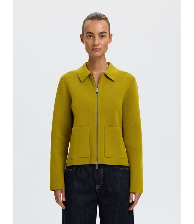 SELECTED FEMME SLWMIKA LS KNIT CARDIGAN AVOCADO OIL