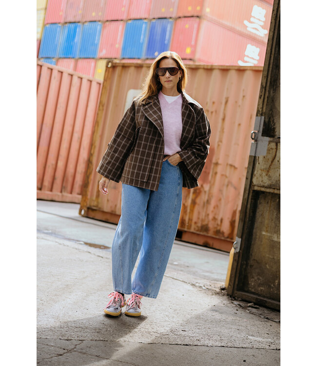 SOFIE SCHNOOR SS AGATHASW JACKET BROWN CHECK