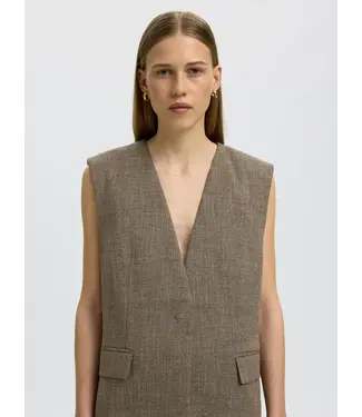 SELECTED FEMME SLWRELAXED EZMA VEST CHOCOLATE CHIP STRUCTURE