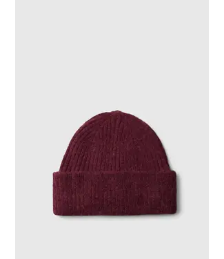 SELECTED FEMME SLWLULU BRUSHED WOOL BLEND BEANIE TAWNY PORT