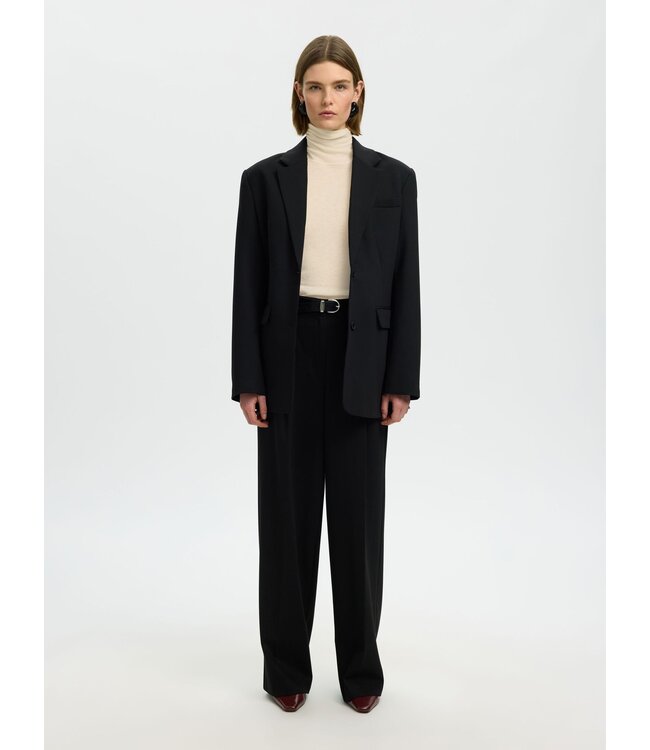 SELECTED FEMME SLWTHEA LS STRUCTURE KNIT ROLL NECK EGRET