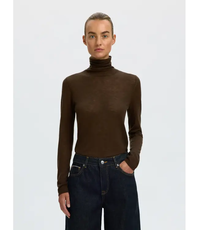 SELECTED FEMME SLWVENDY WOOL LS KNIT ROLL NECK NOOS DELICIOSO