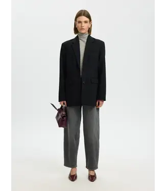 SELECTED FEMME SLWVENDY WOOL LS KNIT ROLL NECK NOOS L GREY MEL
