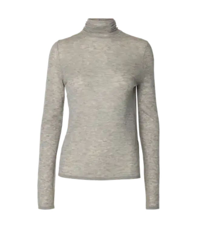 SELECTED FEMME SLWVENDY WOOL LS KNIT ROLL NECK NOOS L GREY MEL