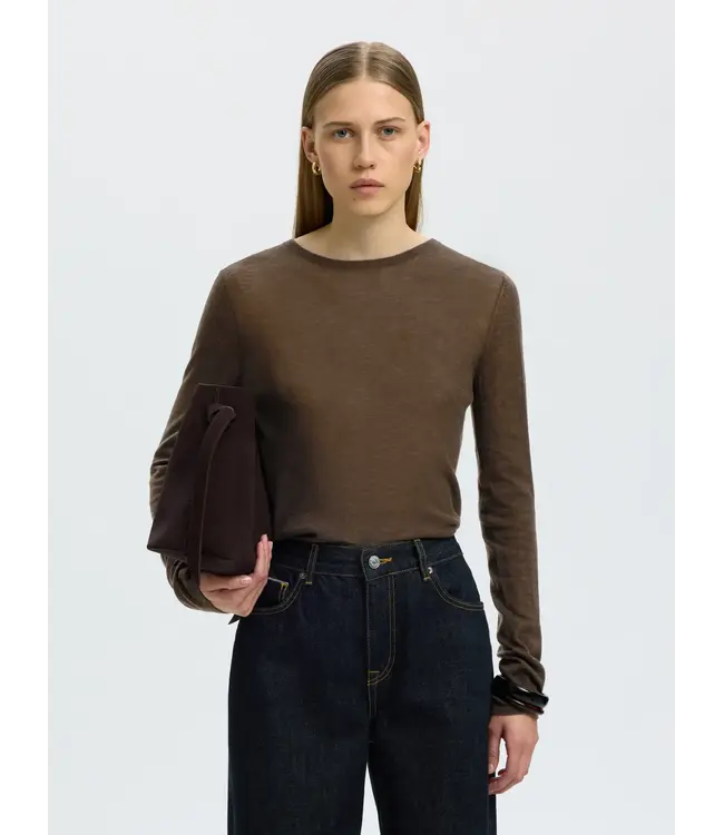 SELECTED FEMME SLWVENDY LS KNIT WOOL O-NECK NOOS DELICIOSO