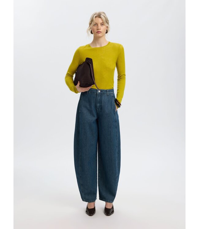 SELECTED FEMME SLWVENDY LS KNIT WOOL O-NECK NOOS AVOCADO OIL