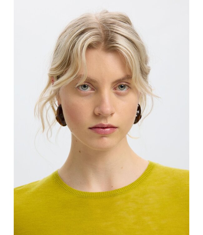 SELECTED FEMME SLWVENDY LS KNIT WOOL O-NECK NOOS AVOCADO OIL